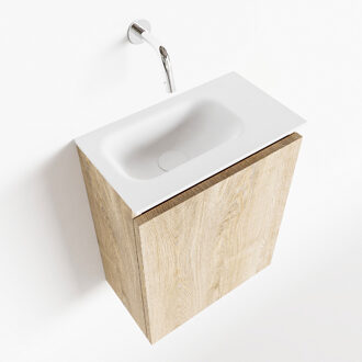 Mondiaz Ture 40cm toiletmeubel washed oak met wastafel talc links geen kraangat