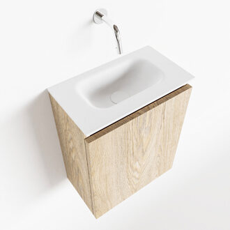 Mondiaz Ture 40cm toiletmeubel washed oak met wastafel talc midden geen kraangat