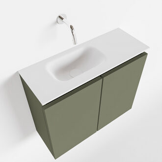 Mondiaz TURE 60cm toiletmeubel army. EDEN wastafel talc links geen kraangat