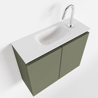 Mondiaz TURE 60cm toiletmeubel army. EDEN wastafel talc midden 1 kraangat