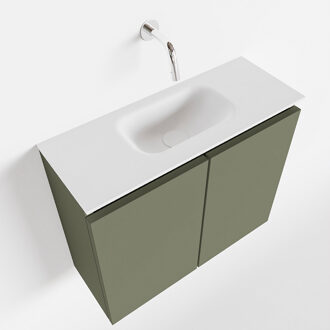 Mondiaz TURE 60cm toiletmeubel army. EDEN wastafel talc midden geen kraangat