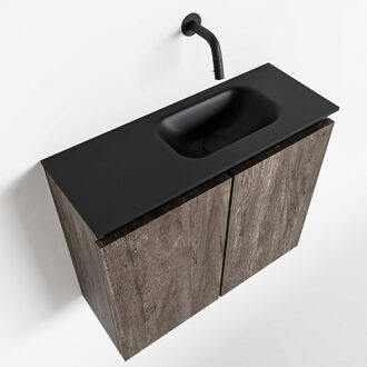 Mondiaz TURE 60cm toiletmeubel dark brown. EDEN wastafel urban rechts geen kraangat
