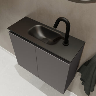 Mondiaz TURE 60cm toiletmeubel dark grey. EDEN wastafel urban midden 1 kraangat