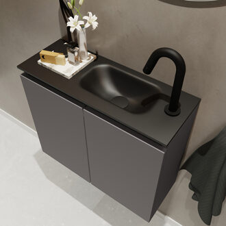 Mondiaz TURE 60cm toiletmeubel dark grey. EDEN wastafel urban rechts 1 kraangat