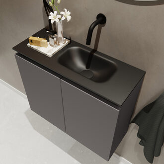 Mondiaz TURE 60cm toiletmeubel dark grey. EDEN wastafel urban rechts geen kraangat