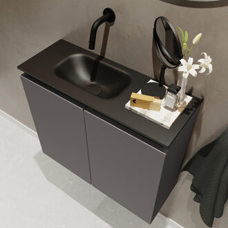 Mondiaz Ture 60cm toiletmeubel dark grey met wastafel urban links geen kraangat