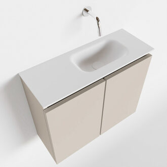 Mondiaz TURE 60cm toiletmeubel linen. EDEN wastafel talc rechts geen kraangat