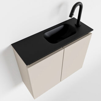 Mondiaz TURE 60cm toiletmeubel linen. EDEN wastafel urban rechts 1 kraangat