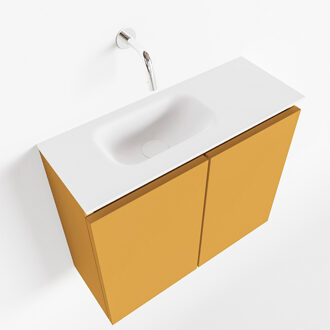 Mondiaz TURE 60cm toiletmeubel ocher. EDEN wastafel talc links geen kraangat