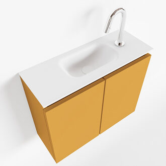 Mondiaz TURE 60cm toiletmeubel ocher. EDEN wastafel talc midden 1 kraangat