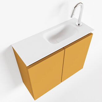 Mondiaz TURE 60cm toiletmeubel ocher. EDEN wastafel talc rechts 1 kraangat