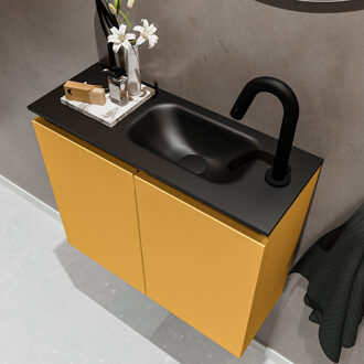 Mondiaz TURE 60cm toiletmeubel ocher. EDEN wastafel urban rechts 1 kraangat