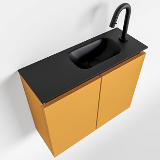 Mondiaz TURE 60cm toiletmeubel ocher. EDEN wastafel urban rechts 1 kraangat
