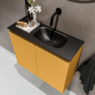 Mondiaz TURE 60cm toiletmeubel ocher. EDEN wastafel urban rechts geen kraangat