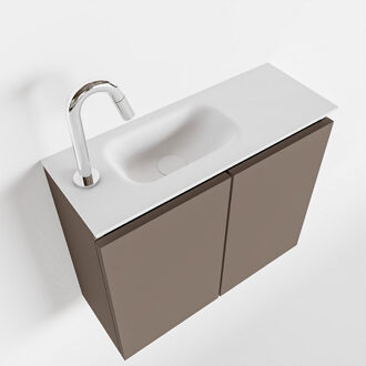 Mondiaz TURE 60cm toiletmeubel smoke. EDEN wastafel talc links 1 kraangat