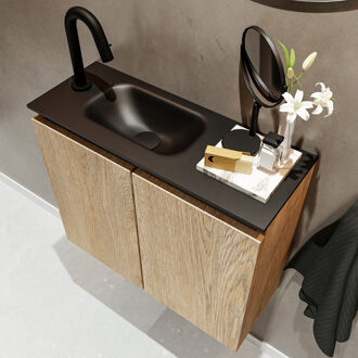 Mondiaz TURE 60cm toiletmeubel washed oak. EDEN wastafel urban links 1 kraangat