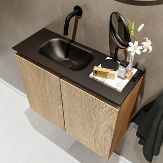 Mondiaz TURE 60cm toiletmeubel washed oak. EDEN wastafel urban links geen kraangat