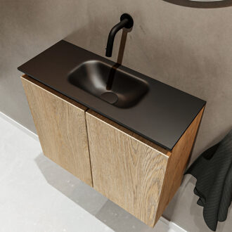 Mondiaz TURE 60cm toiletmeubel washed oak. EDEN wastafel urban midden geen kraangat