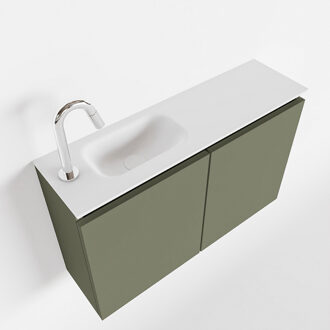 Mondiaz TURE 80cm toiletmeubel army. EDEN wastafel talc links 1 kraangat