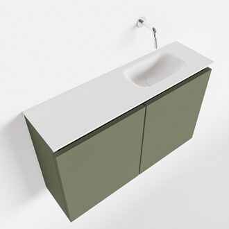 Mondiaz TURE 80cm toiletmeubel army. EDEN wastafel talc rechts geen kraangat