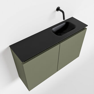 Mondiaz TURE 80cm toiletmeubel army. EDEN wastafel urban rechts geen kraangat