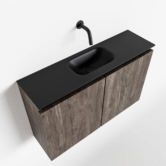 Mondiaz TURE 80cm toiletmeubel dark brown. EDEN wastafel urban midden geen kraangat