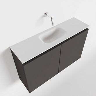 Mondiaz TURE 80cm toiletmeubel dark grey. EDEN wastafel talc midden geen kraangat