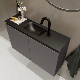 Mondiaz TURE 80cm toiletmeubel dark grey. EDEN wastafel urban midden 1 kraangat