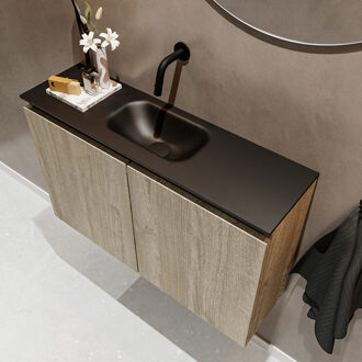 Mondiaz TURE 80cm toiletmeubel light brown grey. EDEN wastafel urban midden geen kraangat