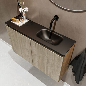 Mondiaz TURE 80cm toiletmeubel light brown grey. EDEN wastafel urban rechts geen kraangat