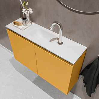 Mondiaz TURE 80cm toiletmeubel ocher. EDEN wastafel talc midden 1 kraangat