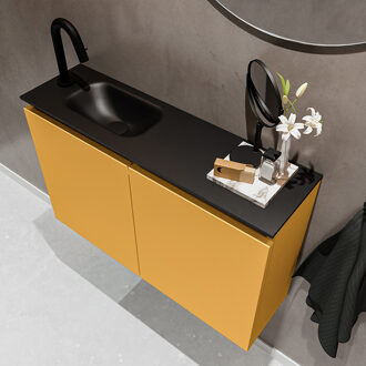 Mondiaz TURE 80cm toiletmeubel ocher. EDEN wastafel urban links 1 kraangat