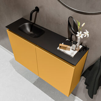 Mondiaz TURE 80cm toiletmeubel ocher. EDEN wastafel urban links geen kraangat