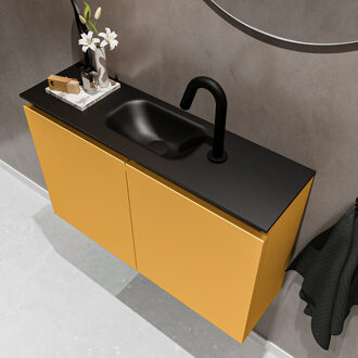 Mondiaz TURE 80cm toiletmeubel ocher. EDEN wastafel urban midden 1 kraangat