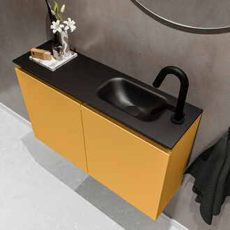 Mondiaz TURE 80cm toiletmeubel ocher. EDEN wastafel urban rechts 1 kraangat