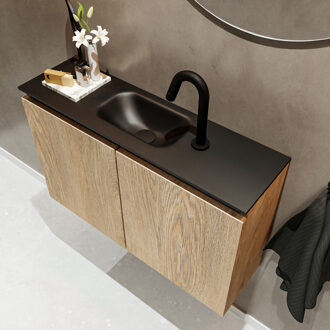 Mondiaz TURE 80cm toiletmeubel washed oak. EDEN wastafel urban midden 1 kraangat