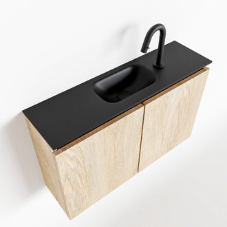 Mondiaz TURE 80cm toiletmeubel washed oak. EDEN wastafel urban midden 1 kraangat