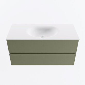 Mondiaz VICA 100cm badmeubel onderkast Army 2 lades. Wastafel MOON midden 1 kraangat, kleur Talc.