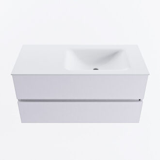 Mondiaz VICA 100cm badmeubel onderkast Cale 2 lades. Wastafel CLOUD rechts 1 kraangat, kleur Talc.