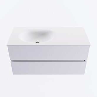 Mondiaz VICA 100cm badmeubel onderkast Cale 2 lades. Wastafel MOON links 1 kraangat, kleur Talc.