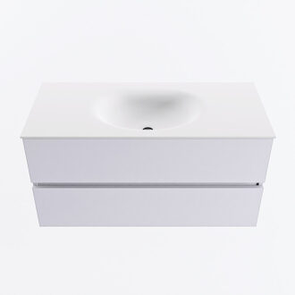 Mondiaz VICA 100cm badmeubel onderkast Cale 2 lades. Wastafel MOON midden 1 kraangat, kleur Talc.