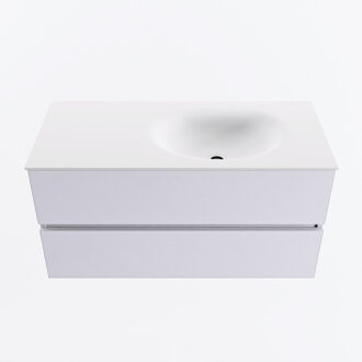 Mondiaz VICA 100cm badmeubel onderkast Cale 2 lades. Wastafel MOON rechts 1 kraangat, kleur Talc.