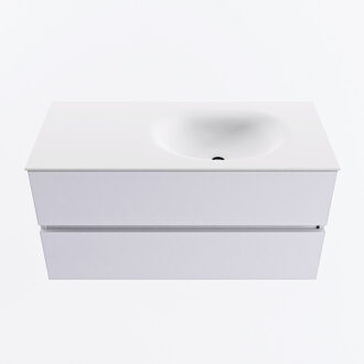 Mondiaz VICA 100cm badmeubel onderkast Cale 2 lades. Wastafel MOON rechts zonder kraangat, kleur Talc.