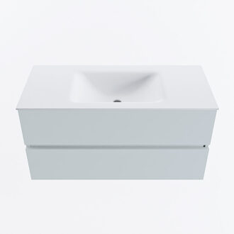 Mondiaz VICA 100cm badmeubel onderkast Clay 2 lades. Wastafel CLOUD midden 1 kraangat, kleur Talc.