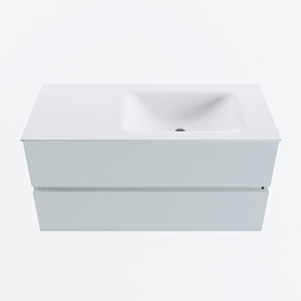 Mondiaz VICA 100cm badmeubel onderkast Clay 2 lades. Wastafel CLOUD rechts zonder kraangat, kleur Talc.