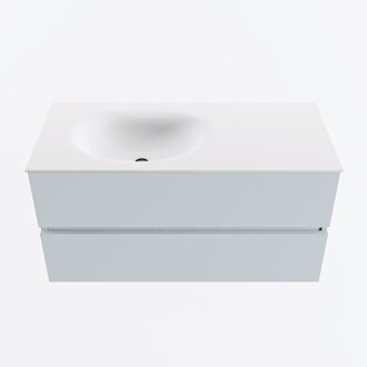 Mondiaz VICA 100cm badmeubel onderkast Clay 2 lades. Wastafel MOON links 1 kraangat, kleur Talc.