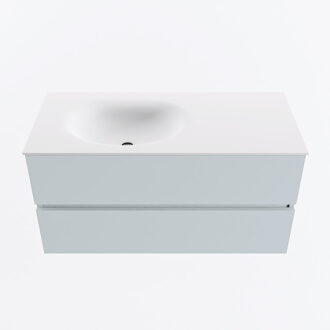 Mondiaz VICA 100cm badmeubel onderkast Clay 2 lades. Wastafel MOON links zonder kraangat, kleur Talc.