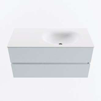 Mondiaz VICA 100cm badmeubel onderkast Clay 2 lades. Wastafel MOON rechts zonder kraangat, kleur Talc.