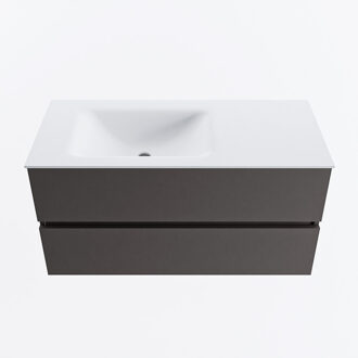 Mondiaz VICA 100cm badmeubel onderkast Dark Grey 2 lades. Wastafel CLOUD links 1 kraangat, kleur Talc.