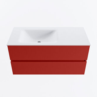 Mondiaz VICA 100cm badmeubel onderkast Fire 2 lades. Wastafel CLOUD links zonder kraangat, kleur Talc.